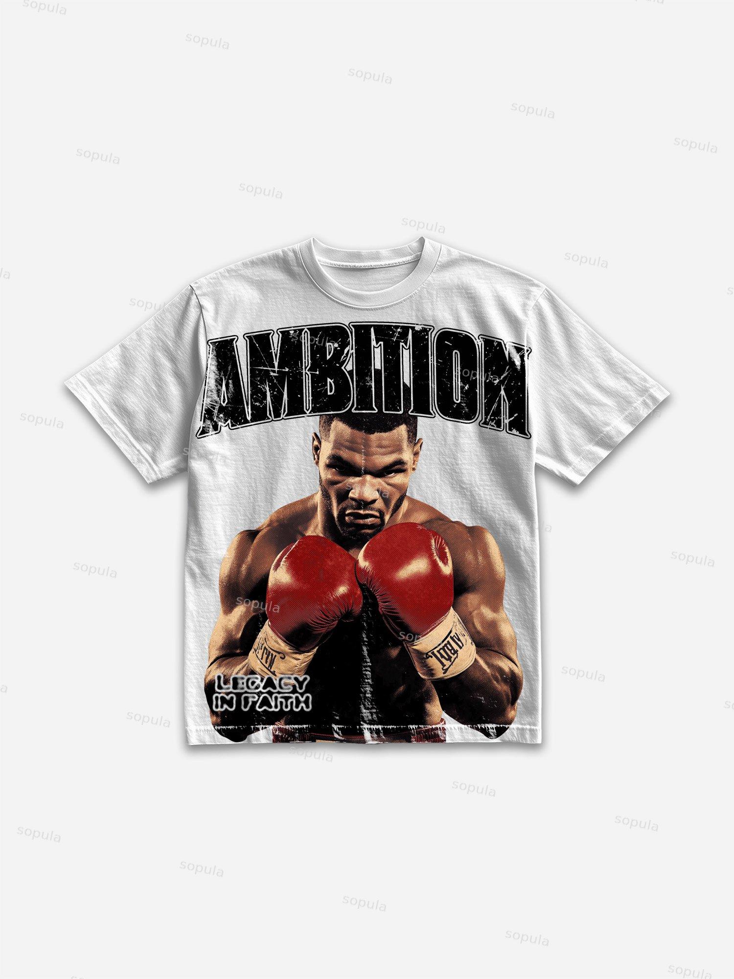 Ambition Legendary Boxer Portrait Dot Graphic Cotton T-shirt Product Image