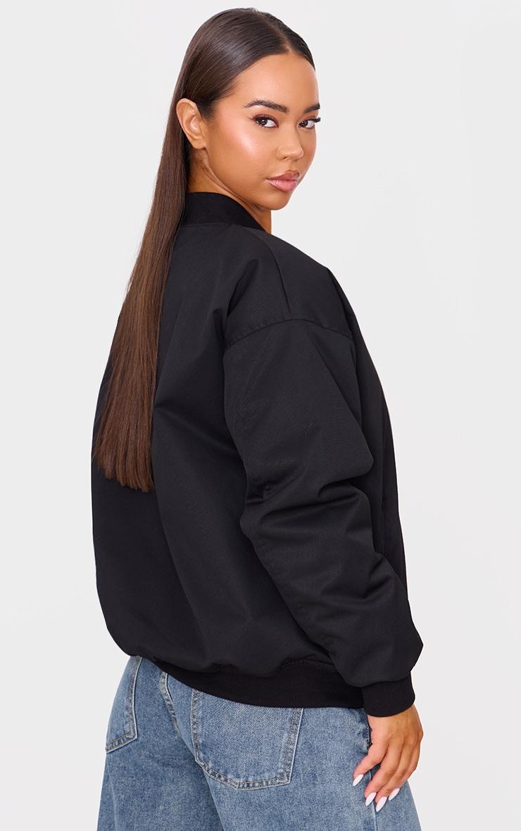  Black Classic Oversized Bomber Jacket Product Image
