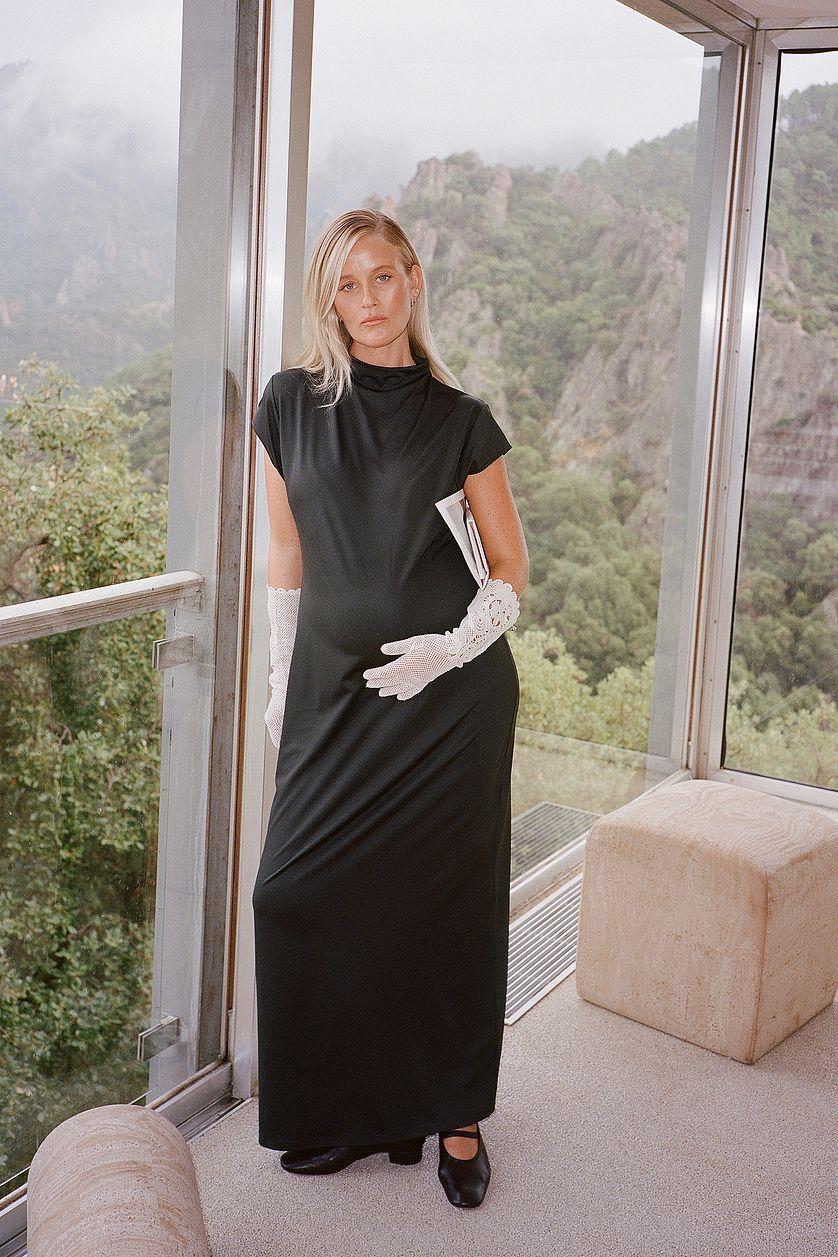 Jersey Mock Neck Maxi Dress Product Image