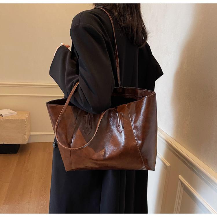 Faux Leather Tote Bag Product Image