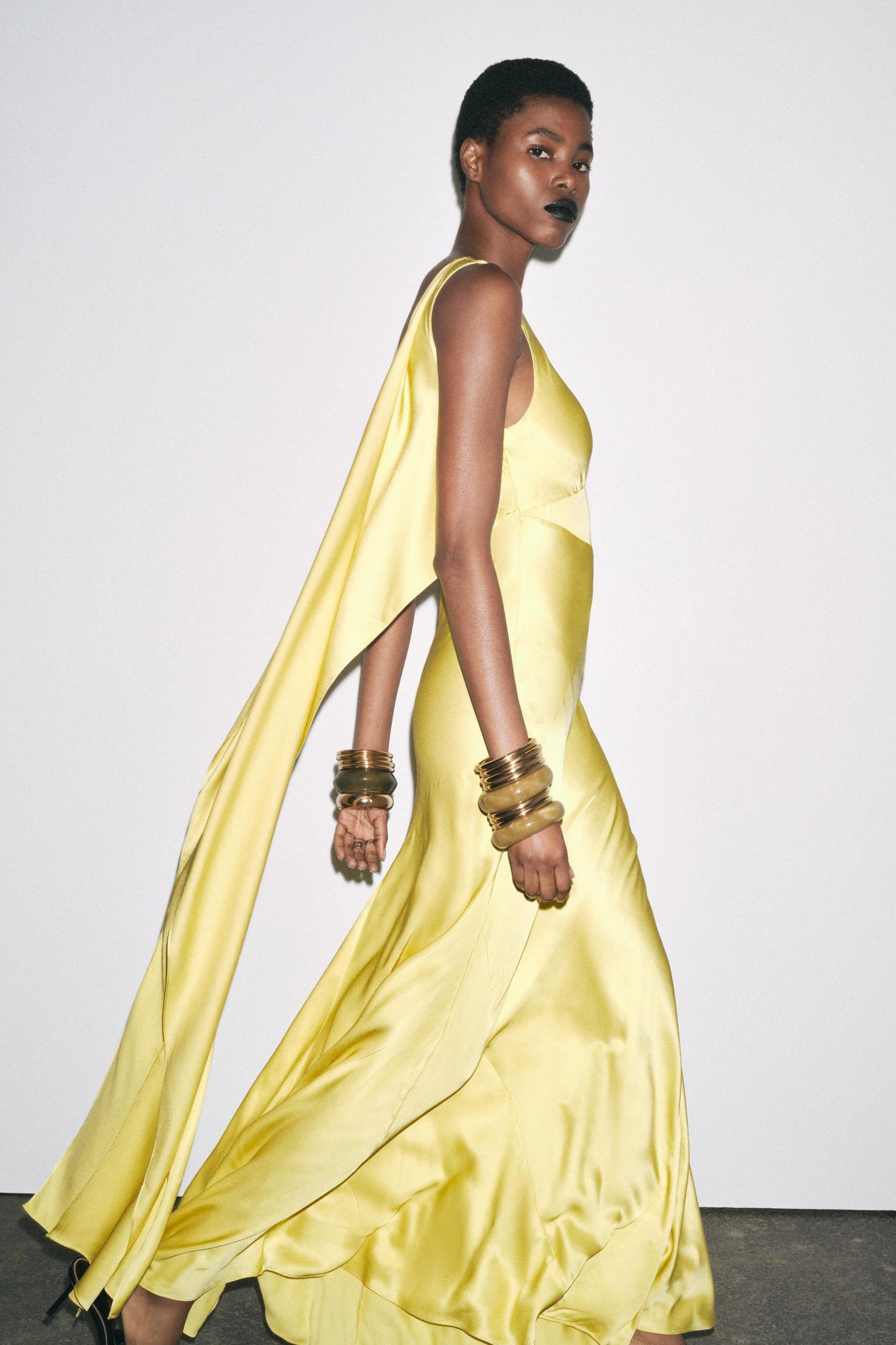 SATIN EFFECT SCARF BACK DRESS Product Image