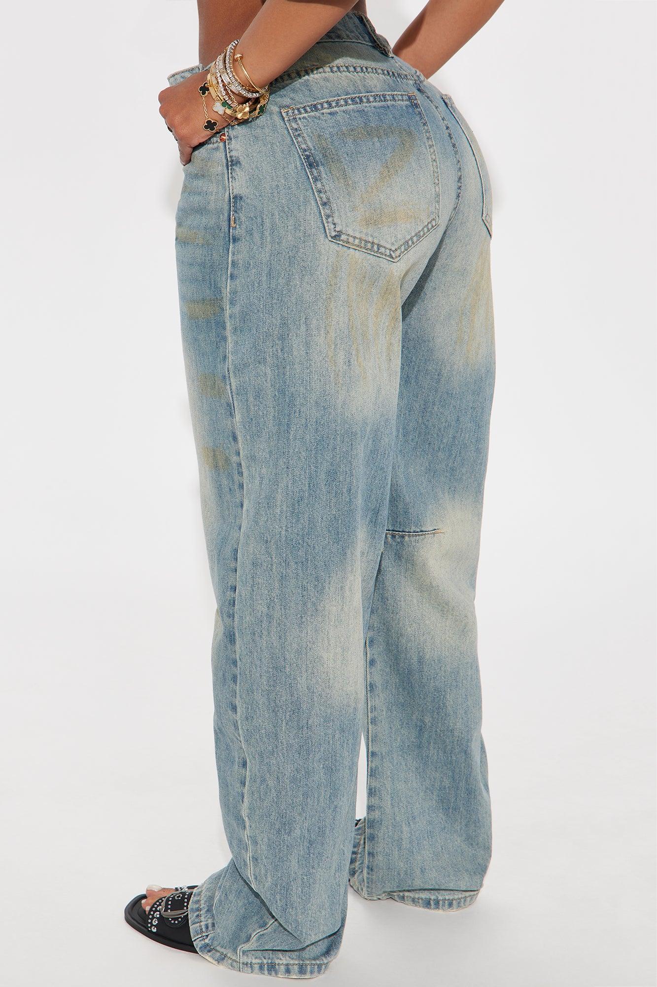 Down And Dirty Ripped Barrel Leg Jeans - Vintage Wash Female Product Image
