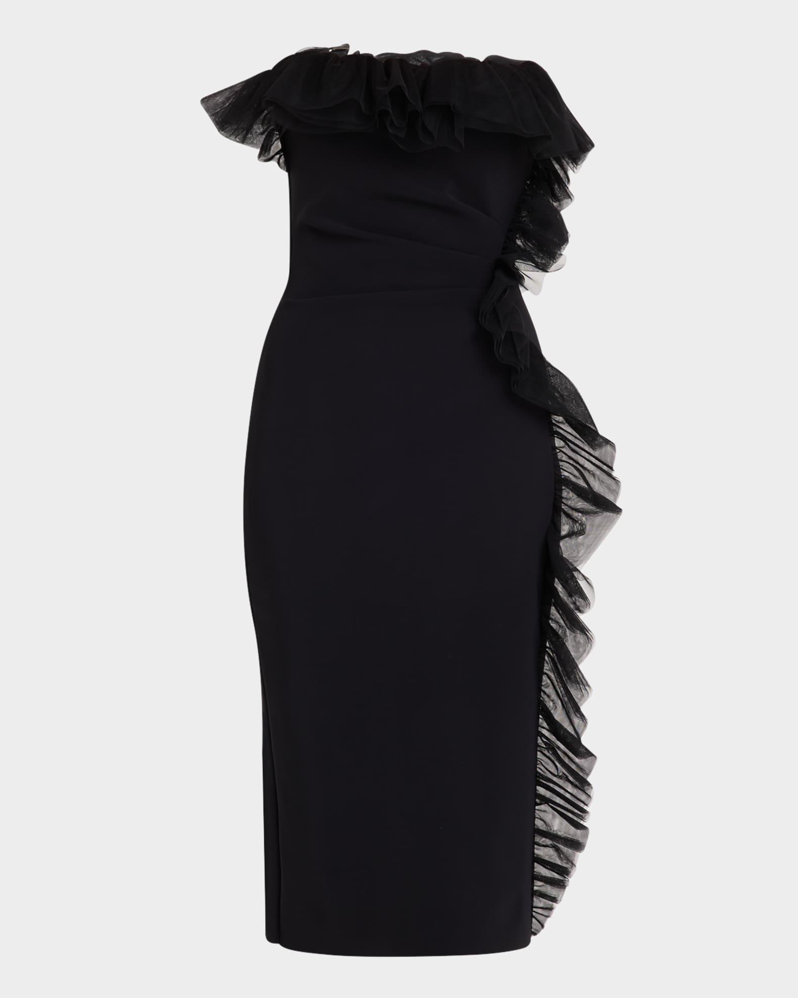 Strapless Ruffle-Trim Bodycon Dress Product Image