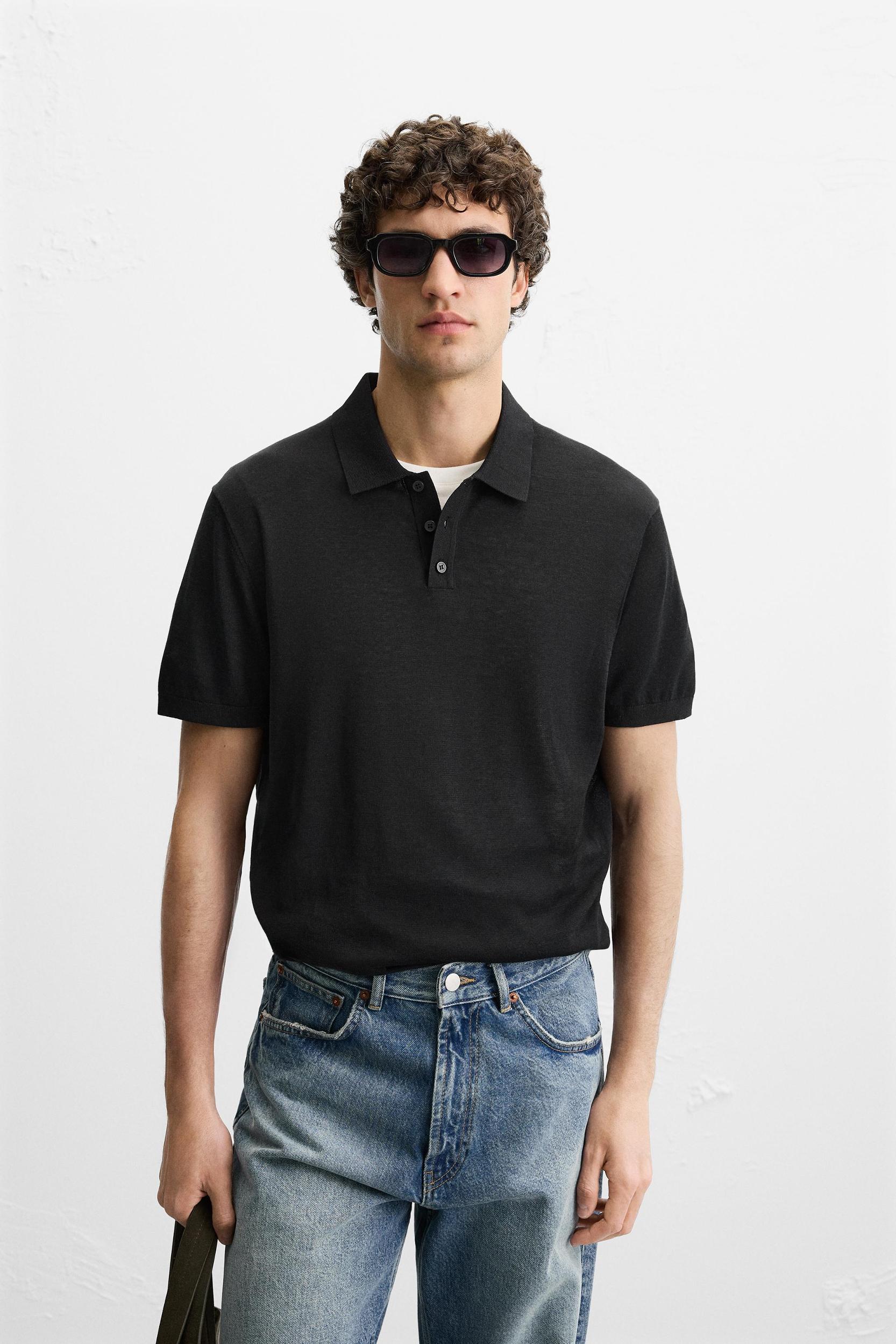 COTTON - SILK BLEND KNIT POLO Product Image