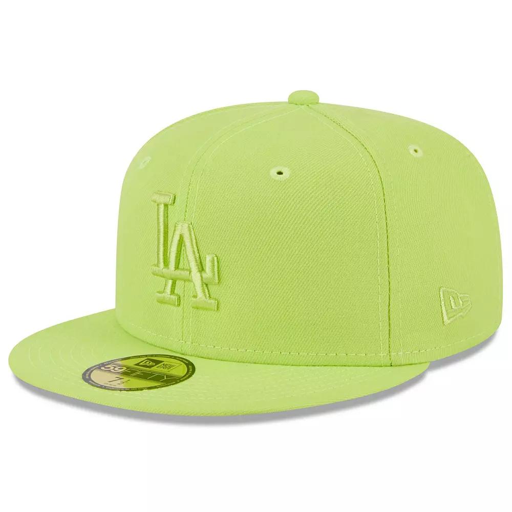Men's New Era Neon Green Los Angeles Dodgers 2023 Spring Color Basic 59FIFTY Fitted Hat,  Product Image