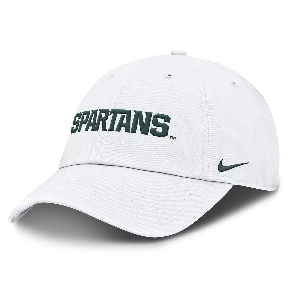 Men's Nike White Michigan State Spartans Core Club Mascot Wordmark Adjustable Hat Product Image