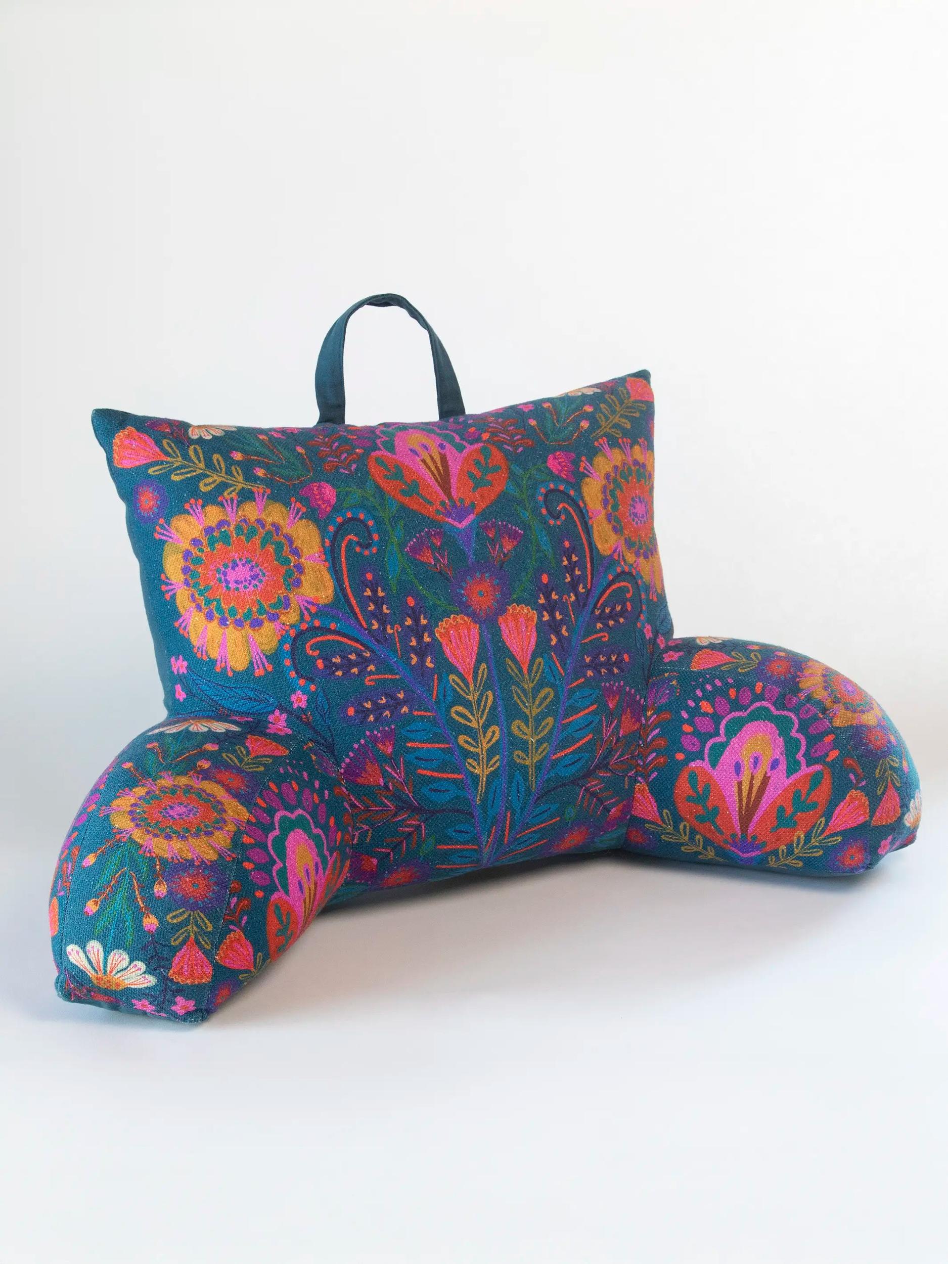 Boho Backrest Pillow - Navy Folk Garden Product Image