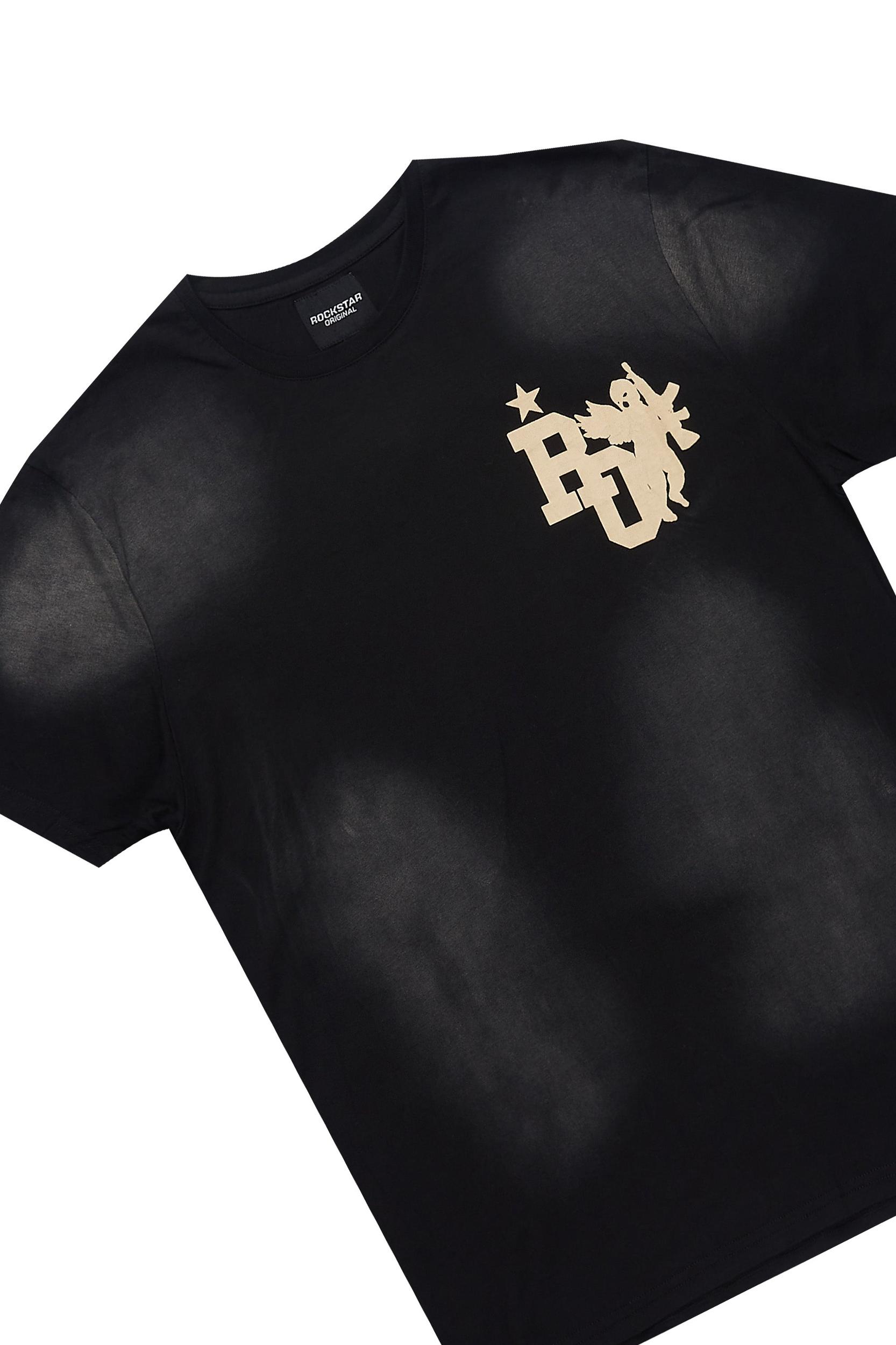 Plutix Black Graphic T-Shirt Short Set Male Product Image