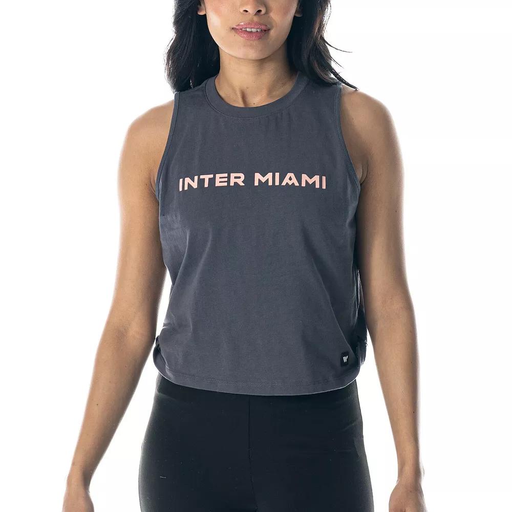 Women's The Wild Collective Charcoal Inter Miami CF Side Knot Tank Top, Size: XL, Mls Charco Product Image