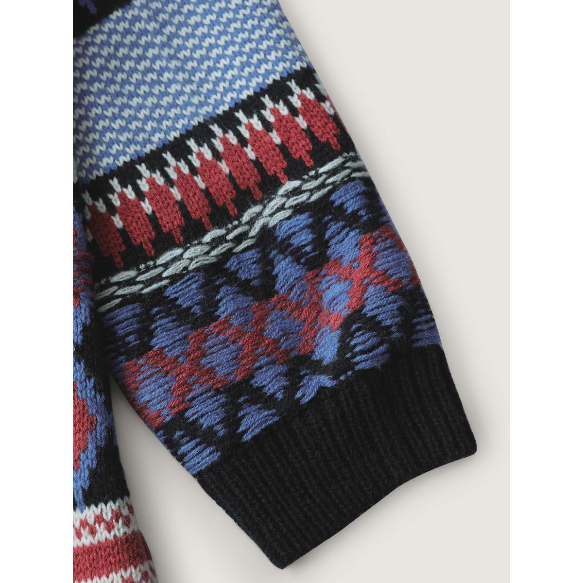 Plus Size Boho Stripe Pockets Hooded Long Knit Cardigan Black Women Leisure Loose Long Sleeve Casual Cardigans BloomChic 10/M Product Image