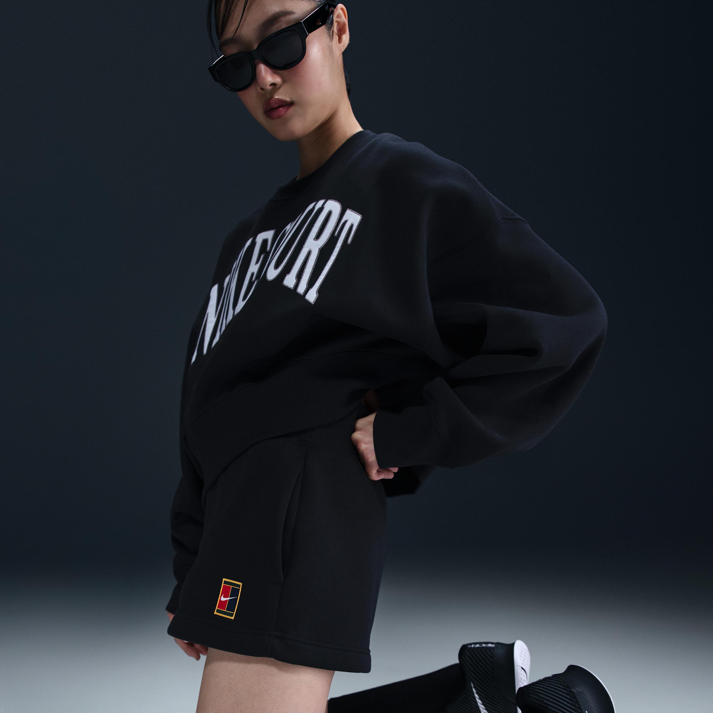 Nike Womens Court Phoenix Fleece High-Waisted Loose Shorts | HQ0364-010 Product Image