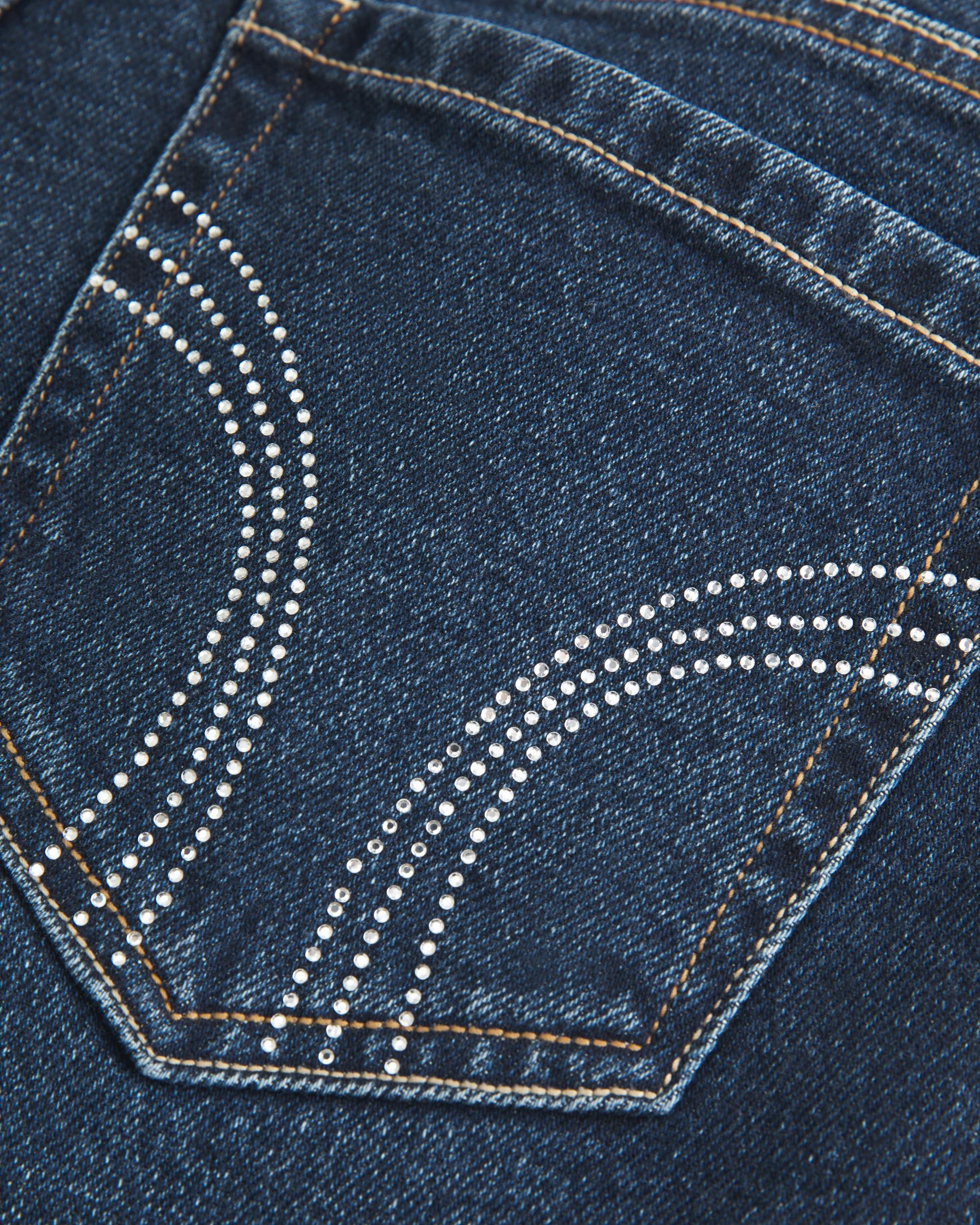 Low-Rise Dark Wash Shine Pockets Boot Jeans Product Image