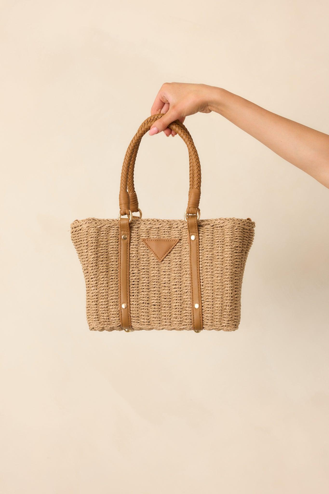 Savor The Slow Days Tan Rattan Woven Handbag Product Image