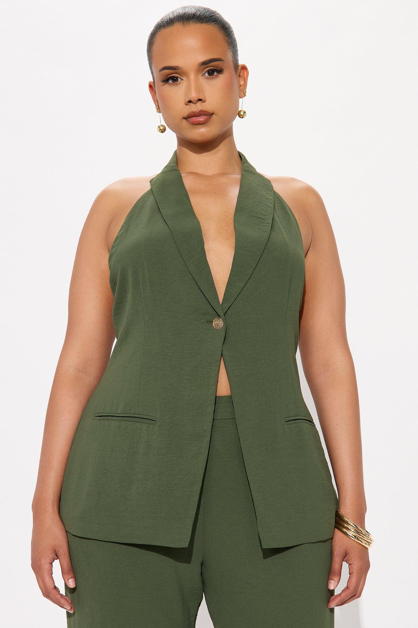 Clementine Backless Vest Pant Set - Olive Female Product Image