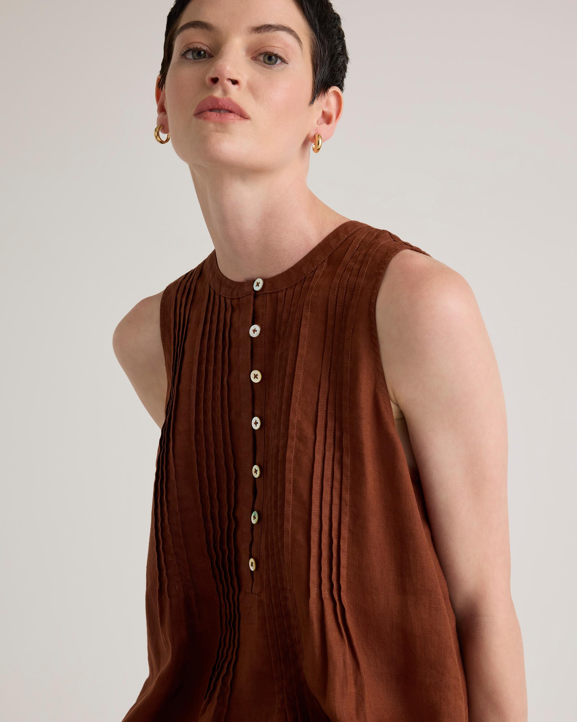 Quince | Women's 100% European Linen Sleeveless Swing Dress Size XL Product Image