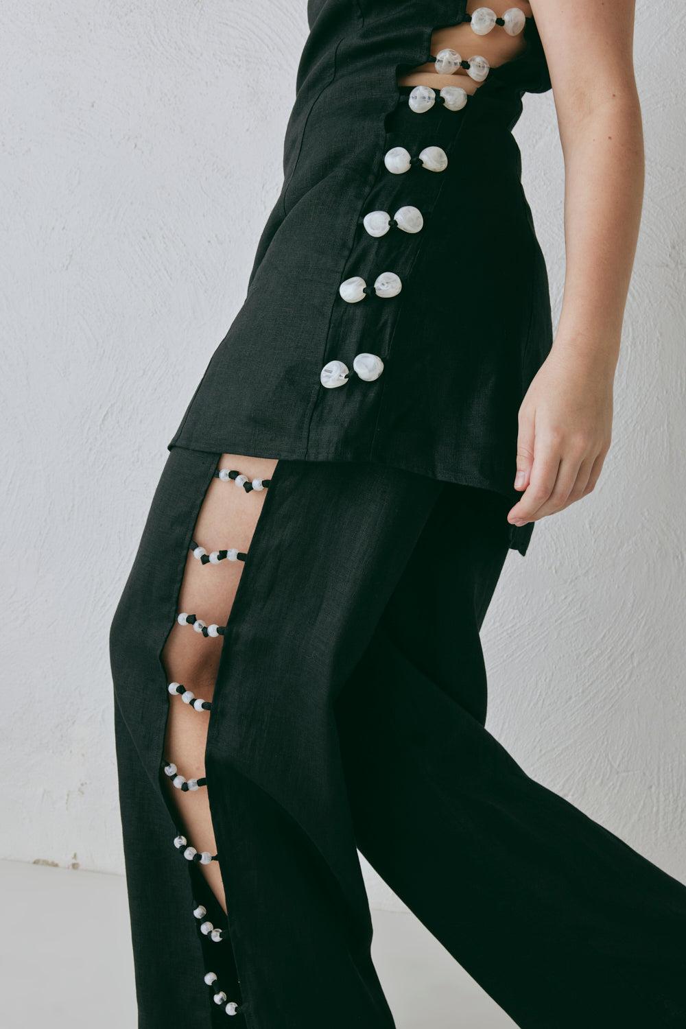 Tia Linen Pants Black Product Image