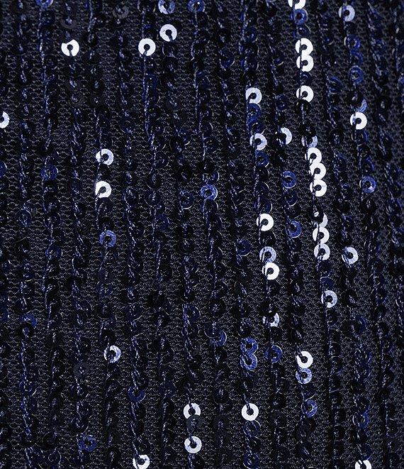 B. Darlin Spaghetti Strap Surplus Side Bow Sequin Lace-Up Back Dress Product Image