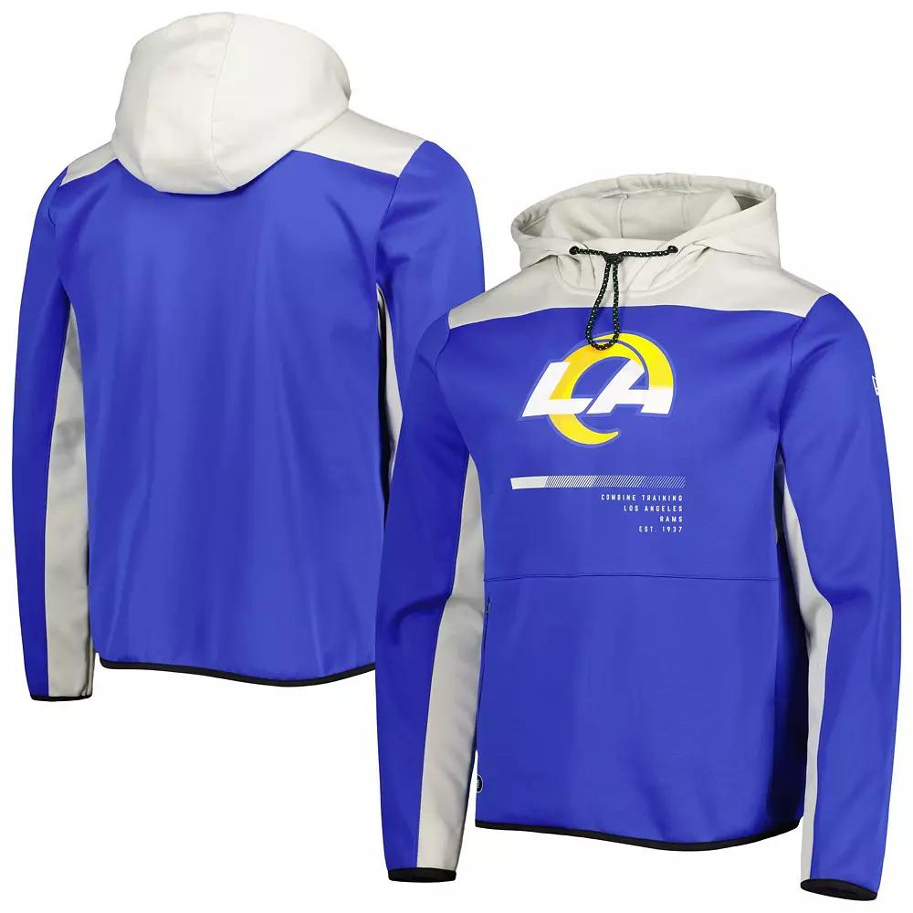Men's New Era Royal Los Angeles Rams Combine Authentic Hard Hitter Pullover Hoodie,  Product Image