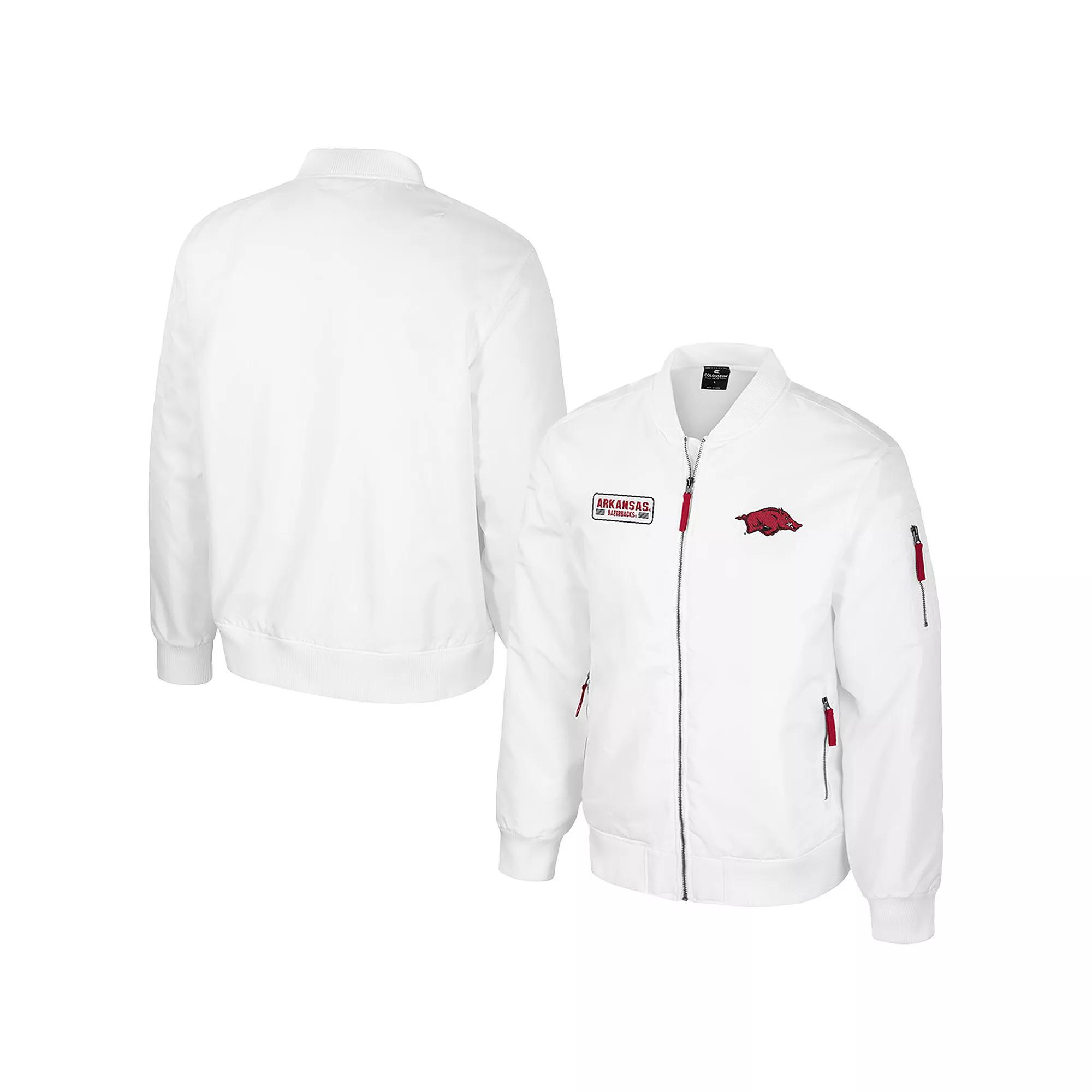 Men's Colosseum Arkansas Razorbacks White Rabbit Full-Zip Bomber Jacket,  Product Image