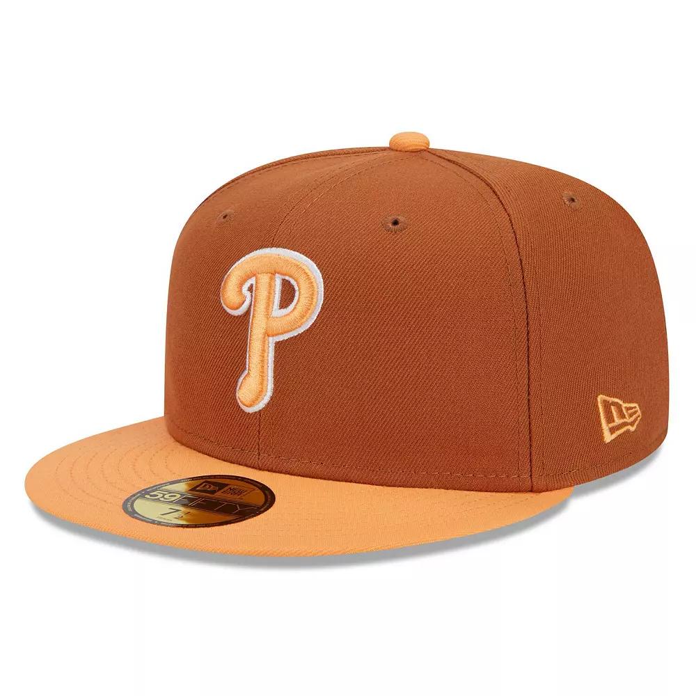 Men's New Era Brown/Orange Philadelphia Phillies Spring Color Basic Two-Tone 59FIFTY Fitted Hat, Size: 7 1/4 Product Image