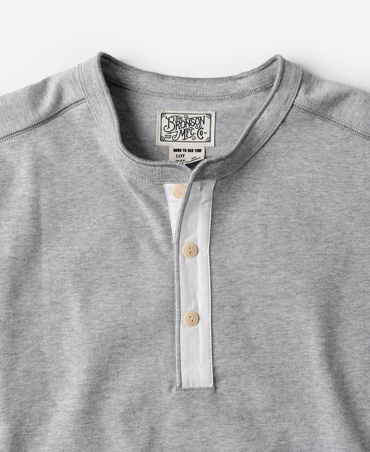 Vintage Long Sleeve Henley Shirt - Gray Product Image
