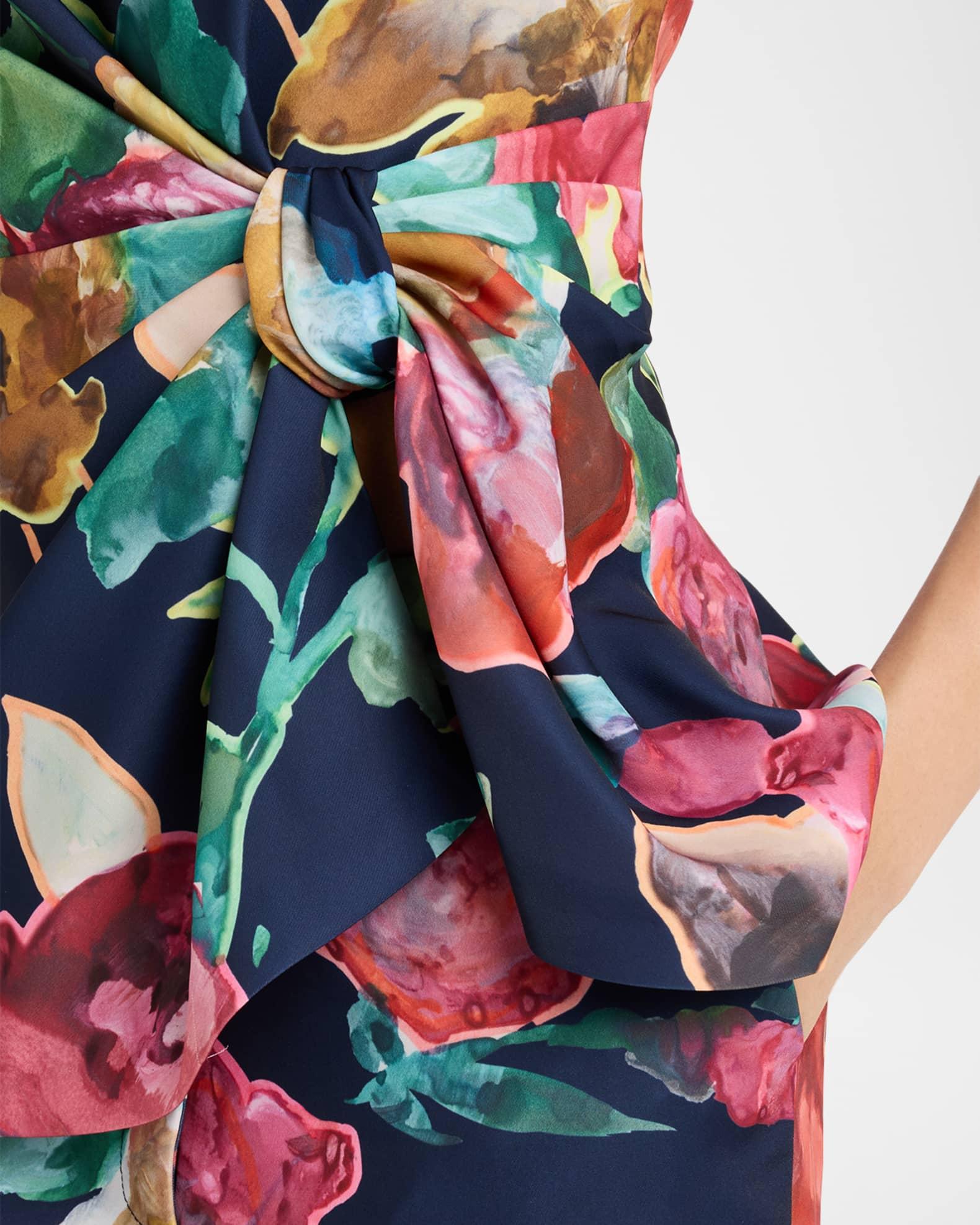 High-Neck Ruched Printed Crepe Top Product Image