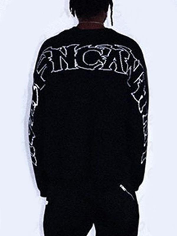 Men's Hip Pop Letter Print Crew Neck Sweater Product Image