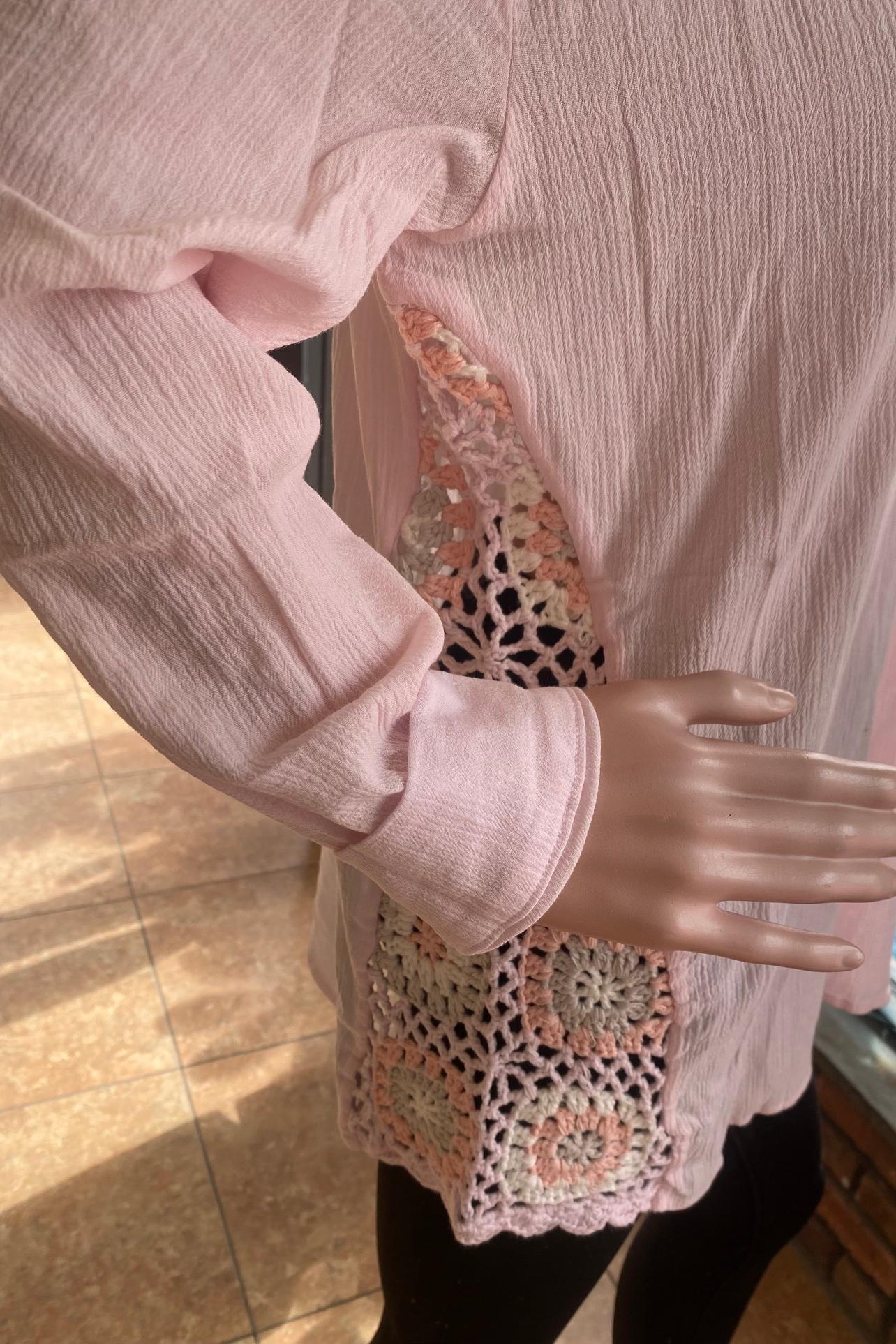 Crochet Side Gauze Top Product Image