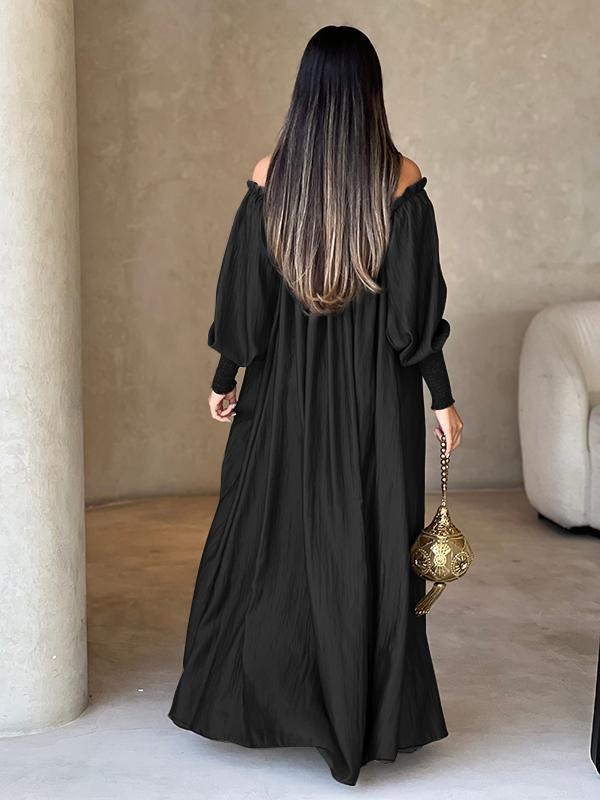 Loose Solid Color Long Sleeves Maxi Dresses Product Image