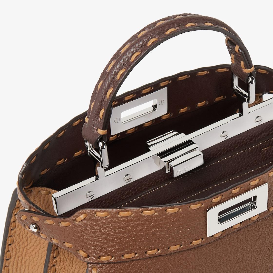 Peekaboo ISeeU SmallMulticolor sage Selleria bag with 556 hand-sewn topstitches Product Image