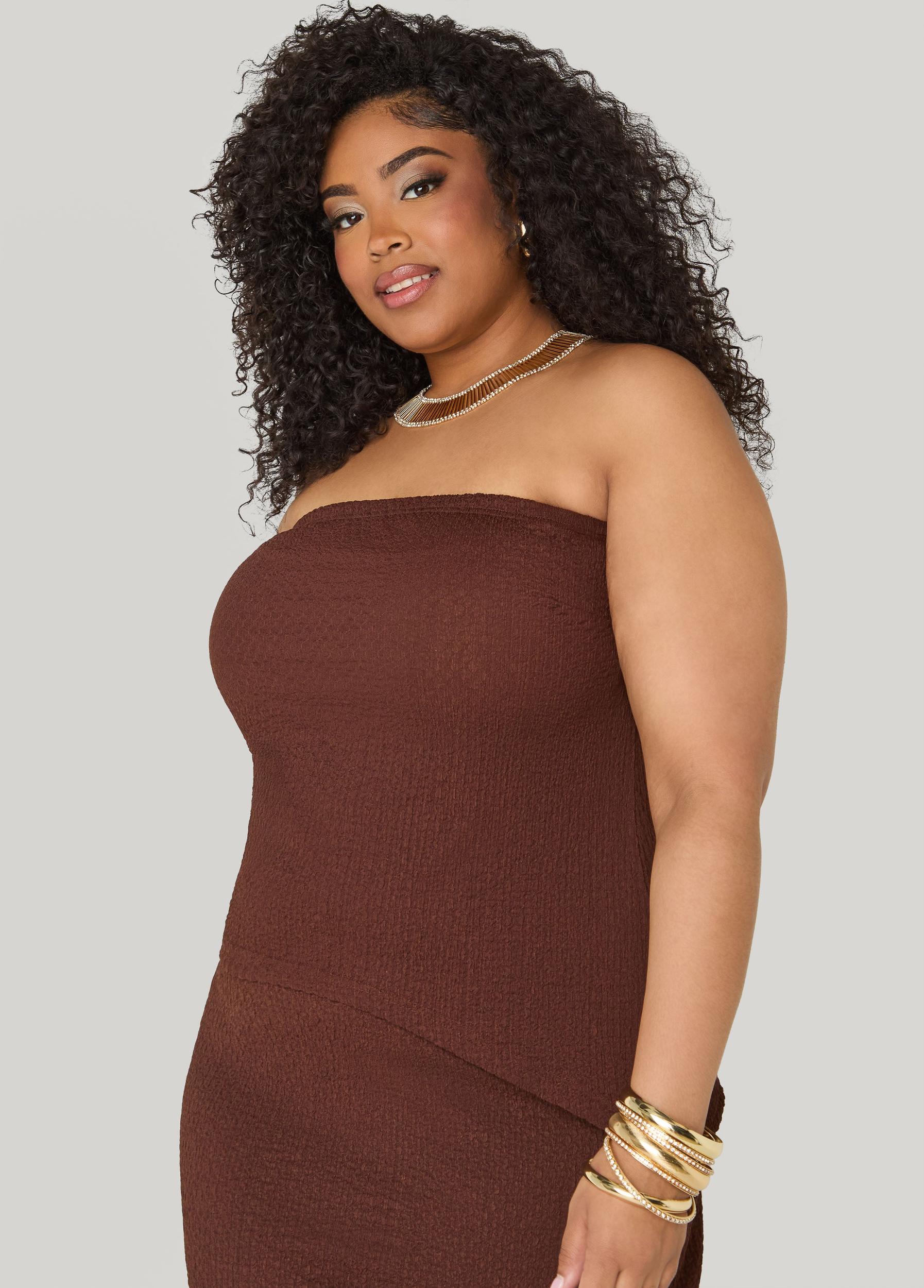 Textured Asymmetric Tube Top Product Image