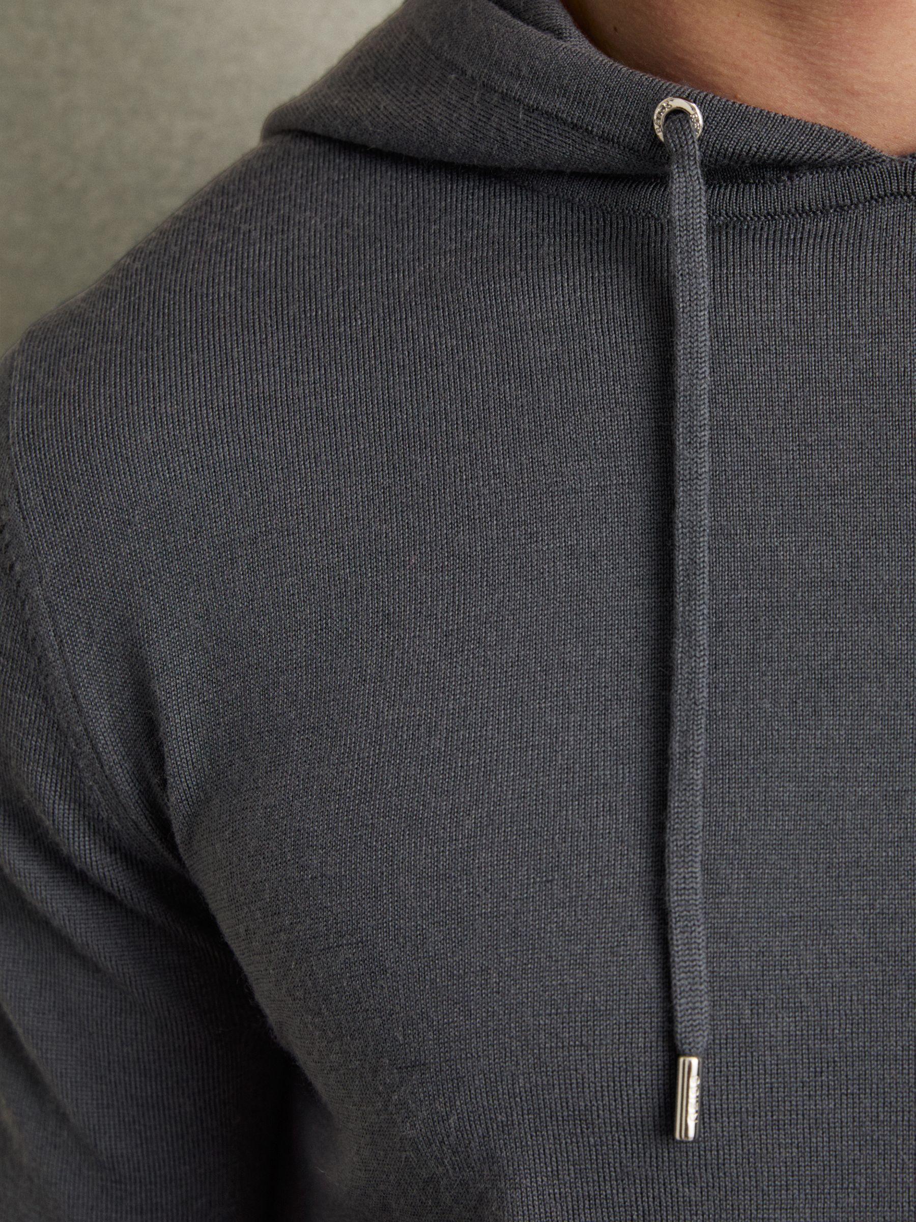 Merino Wool Drawstring Hoodie in Blackend Blue Product Image