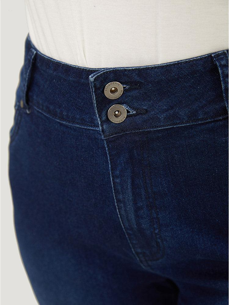 Very Stretchy High Rise Dark Wash Embroidery Back Jeans Female Product Image