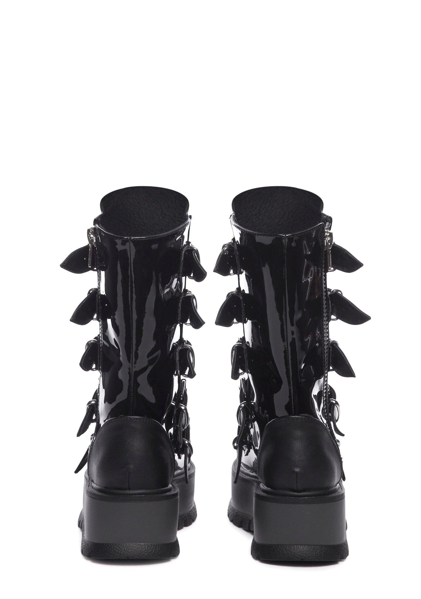 Demonia Slacker-160 Buckle Combat Boots - Black Product Image