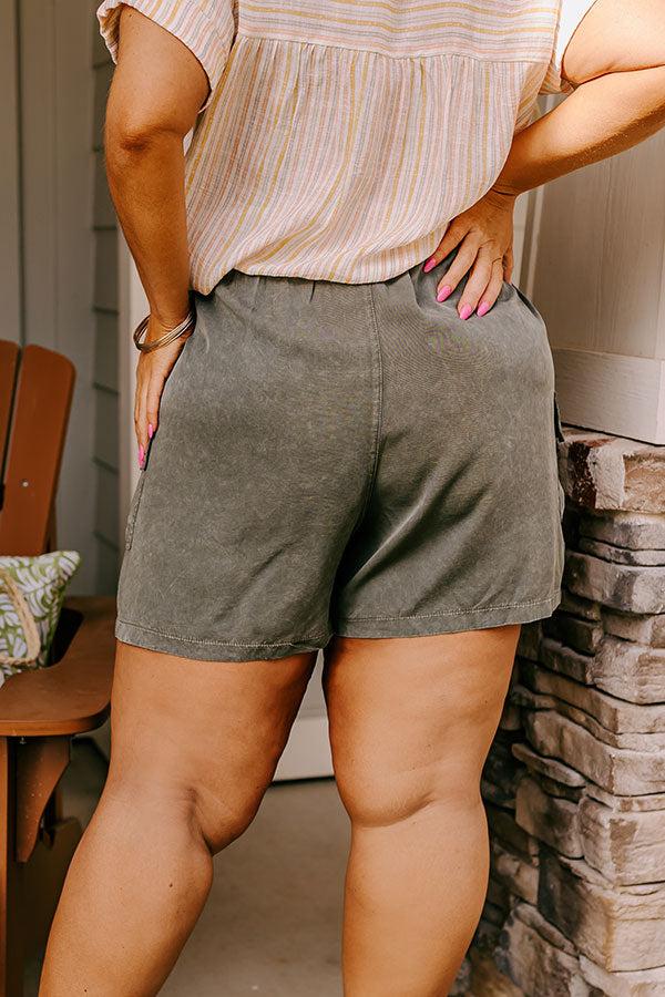The Aleena High Waist Shorts In Olive Curves Product Image