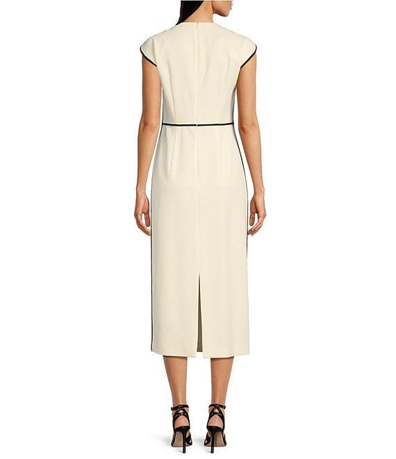 BOSS by Hugo Boss Detira Twill Round Neck Cap Sleeve Midi Dress Product Image