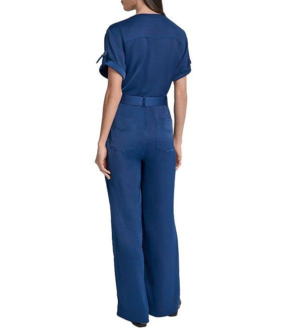 DKNY by Donna Karan Utility Glaze Dressing Short Sleeve Jumpsuit Product Image