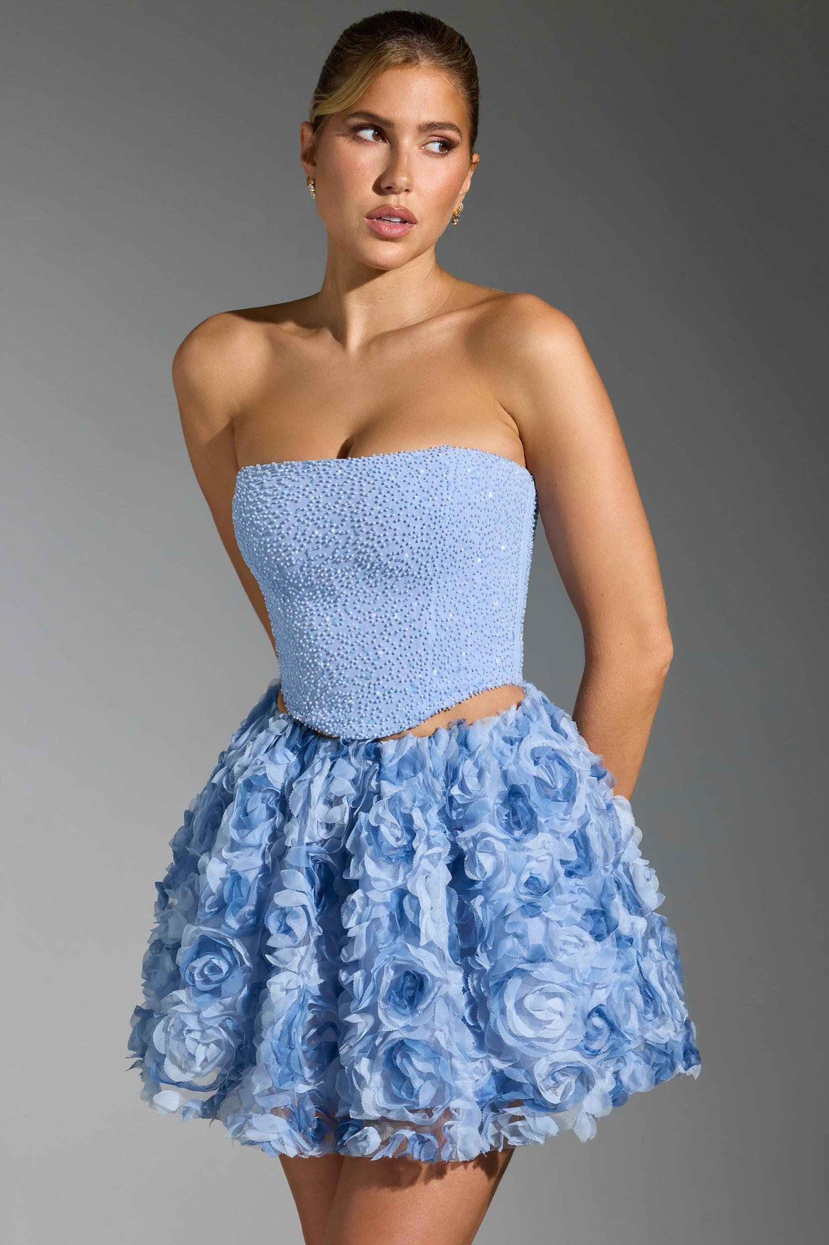 Embellished Corset Top in Blue Product Image