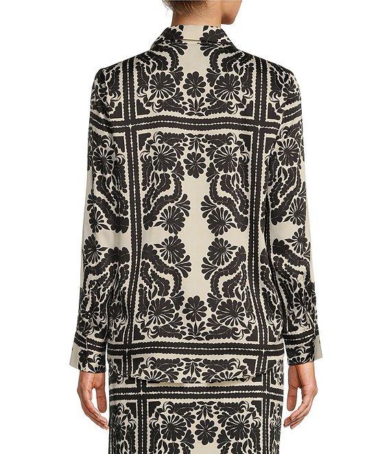 Antonio Melani Polina Floral Satin Twill Point Collar Long Sleeve Coordinating Button Front Shirt Product Image