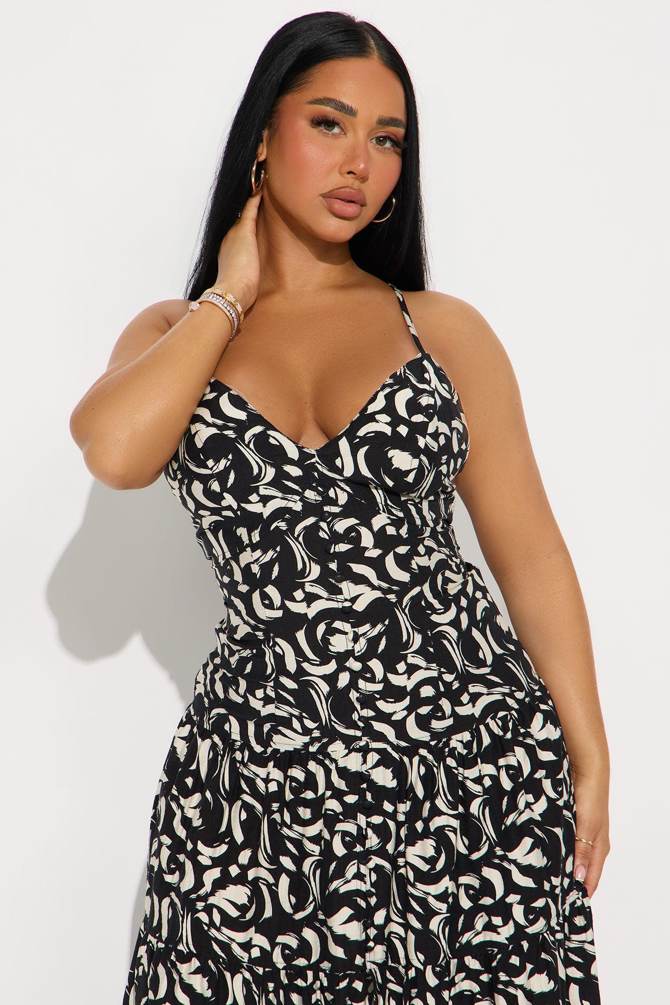 Charlie Printed Linen Maxi Dress - Black/combo Female Product Image