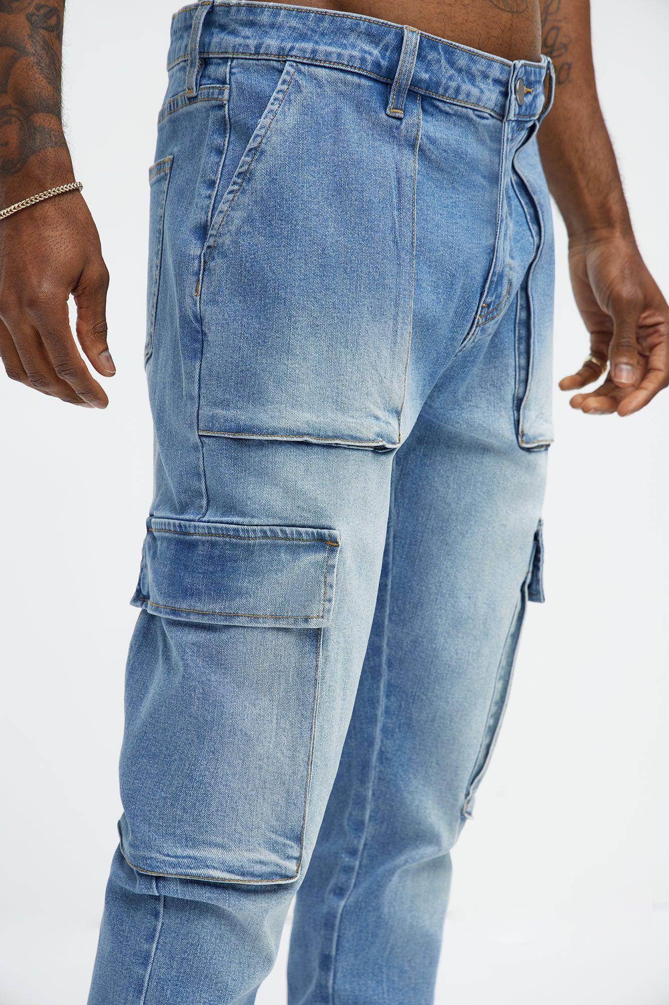 For The Streets Cargo Skinny Jeans - Light Wash Product Image