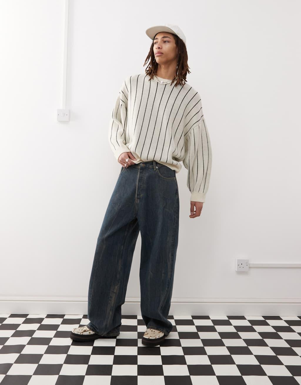 COLLUSION knit pinstripe sweater Product Image