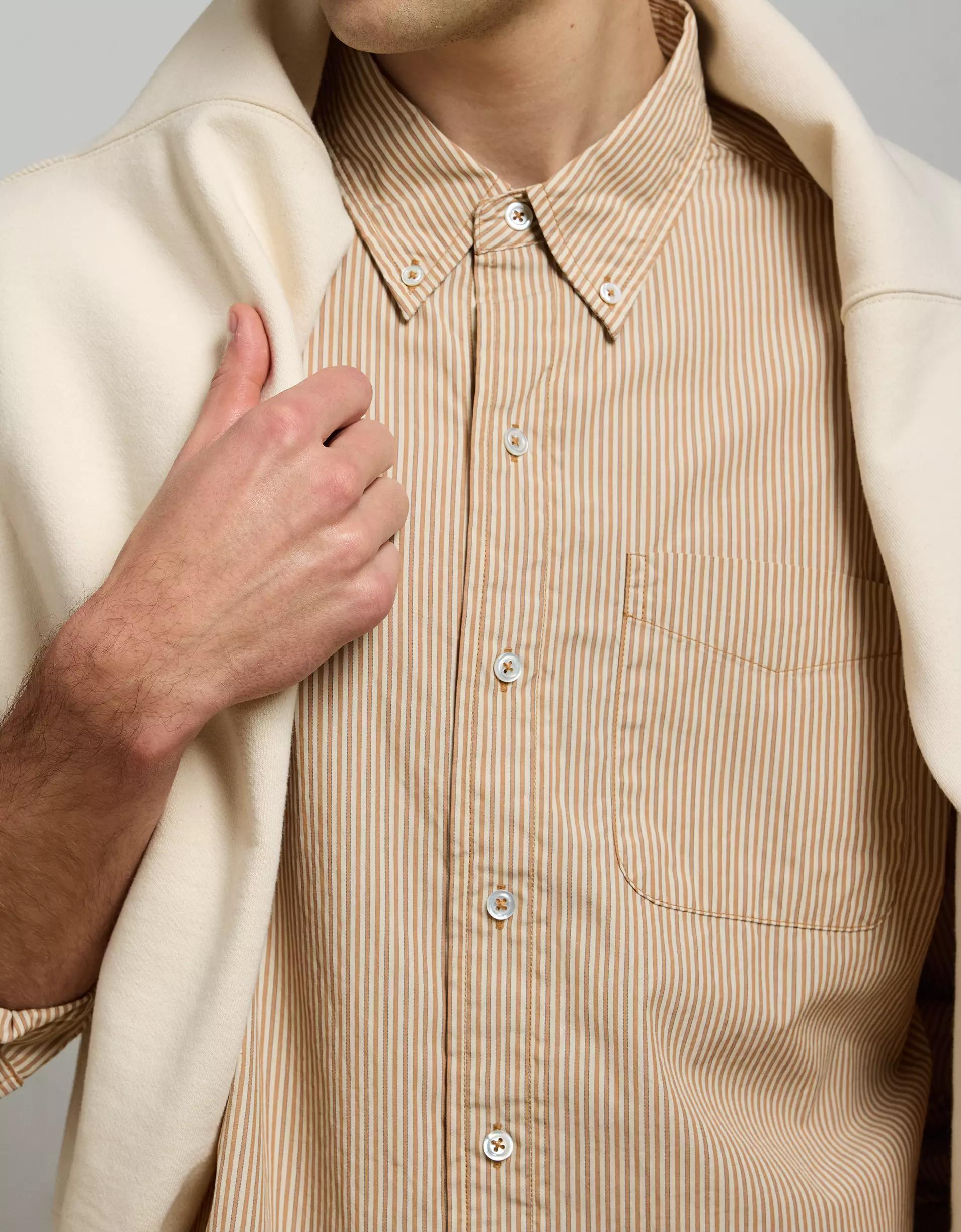 AE77 Premium Relaxed Striped Poplin Button-Up Shirt Product Image