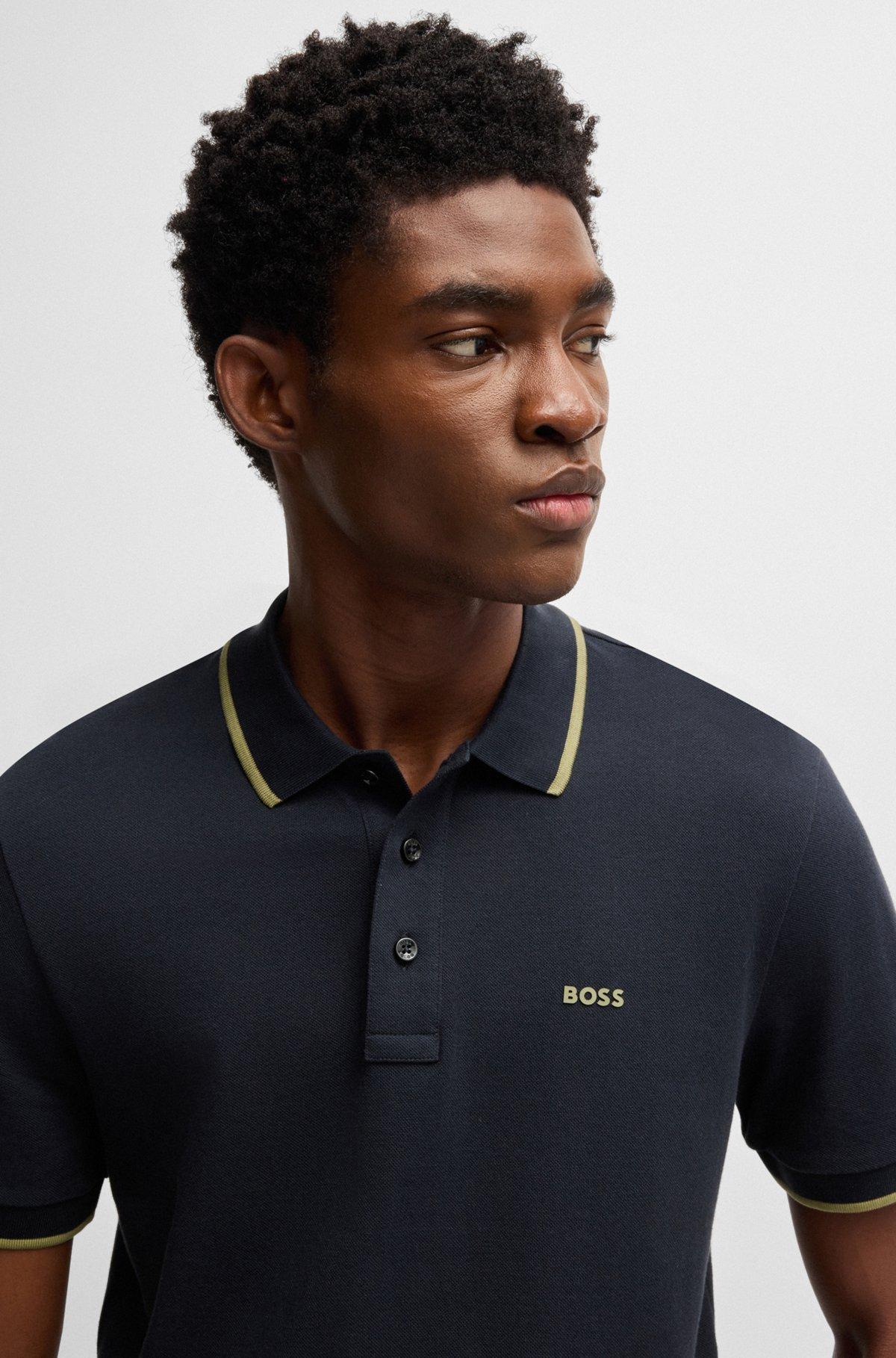 Contrast-tipping polo shirt in cotton piqué Product Image