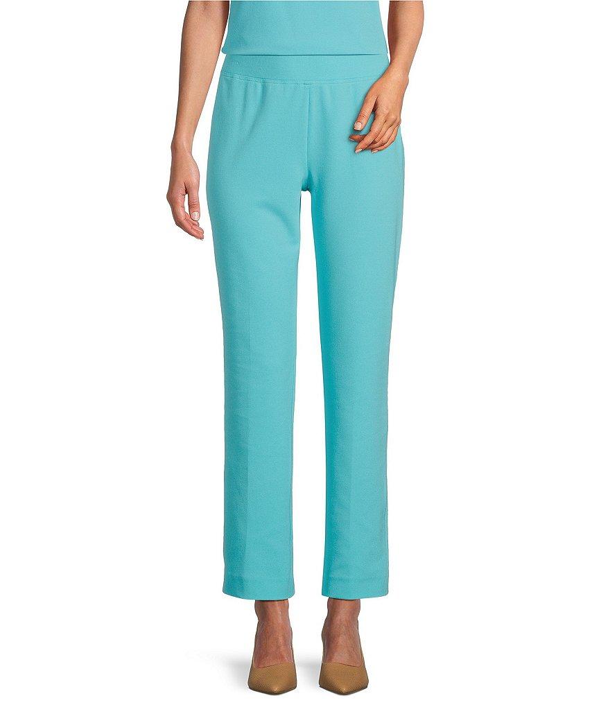 Ming Wang Deco Stretch Crepe Back Slit Hem Pull-On Pants Product Image