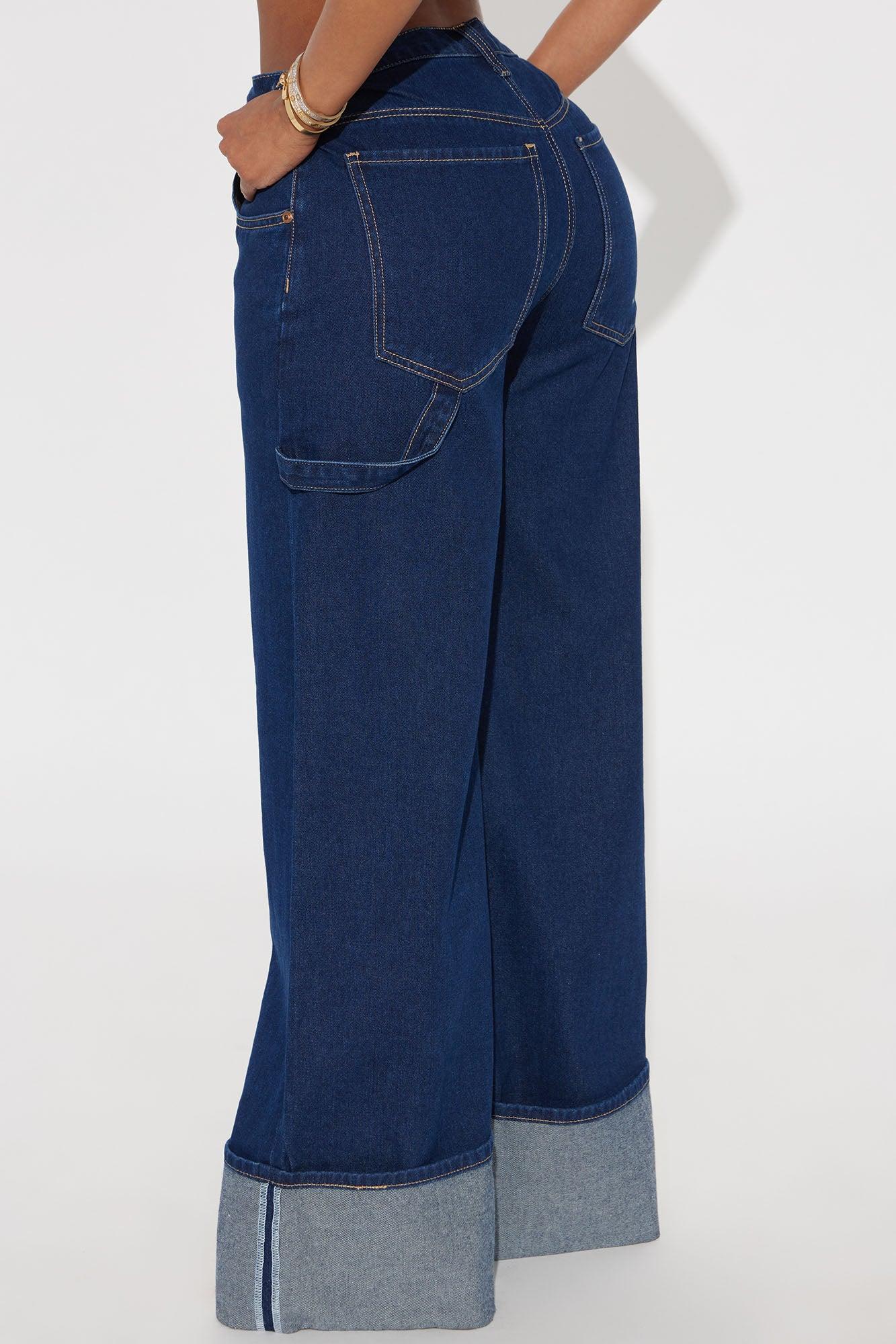Doing Better Cuffed Carpenter Jeans - Dark Wash Product Image