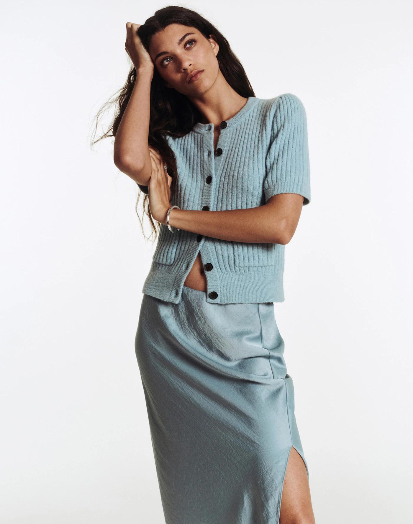 Satin Midi Slip Skirt Product Image