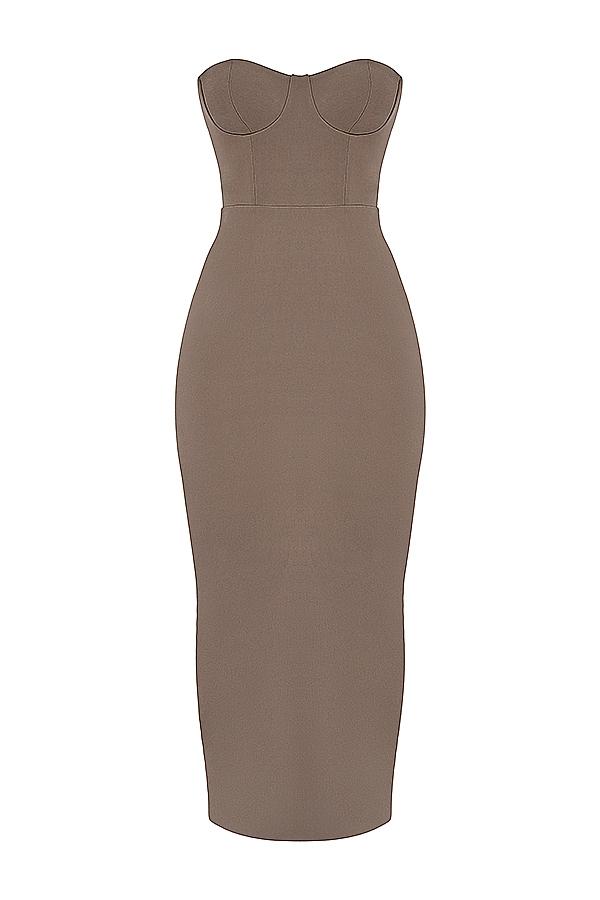 Lucia  taupe strapless corset maxi dress Product Image