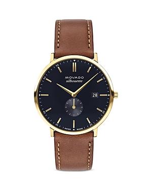 Movado Womens Heritage Quartz Analog Cognac Leather Strap Watch Product Image