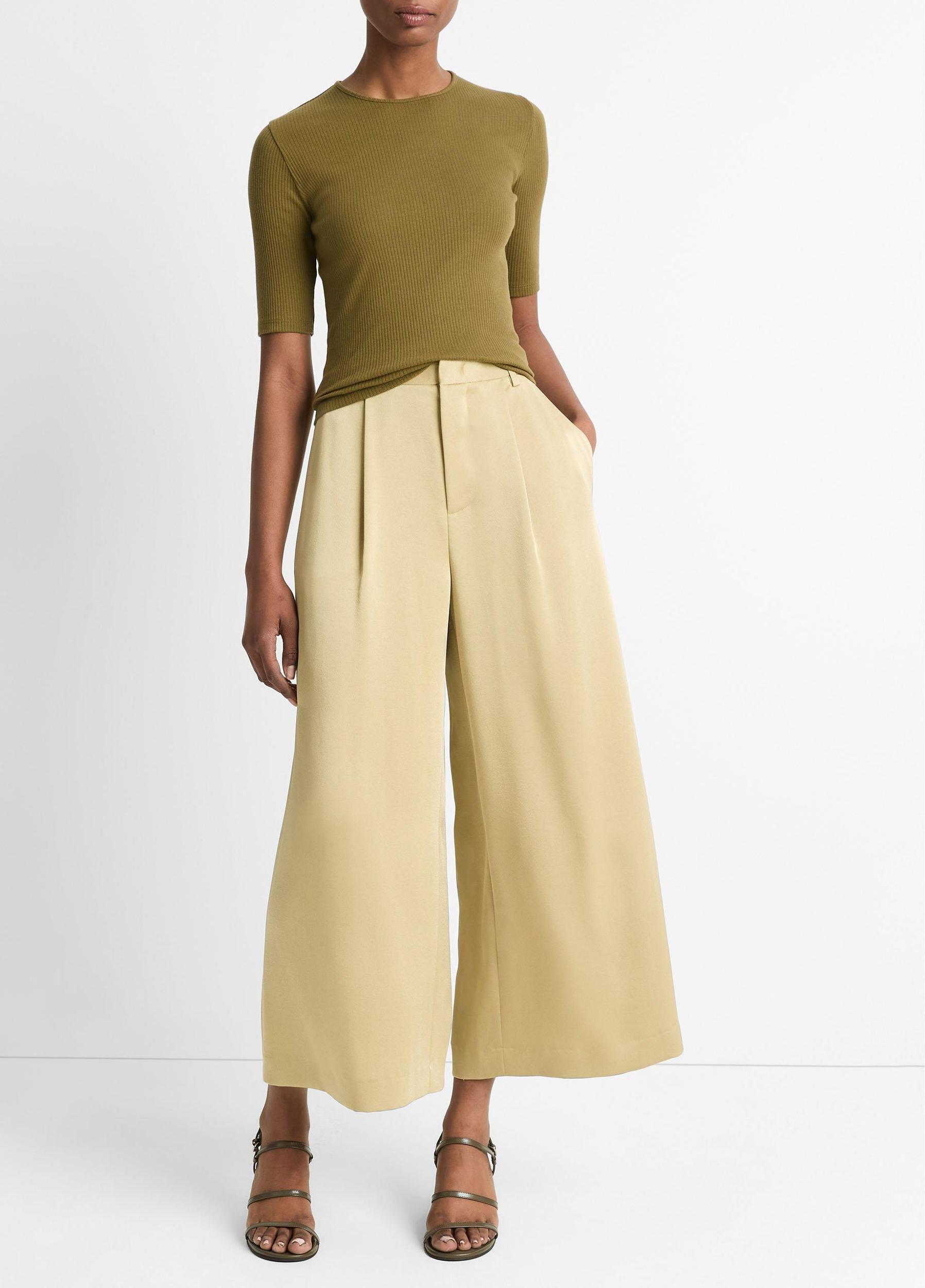 Mid-Rise Satin Culotte Product Image